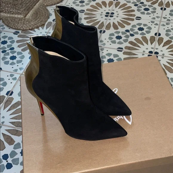 Black and Gold Louboutins Ankle Boots - Picture 2 of 15